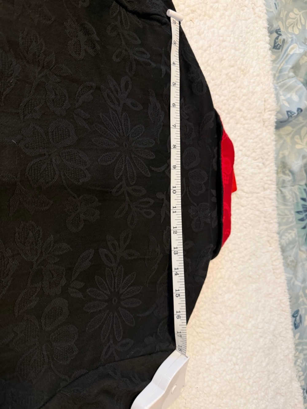 Black Embroidered Jacket with Red Collar and Multicolor Floral Detail - Picture 5 of 12